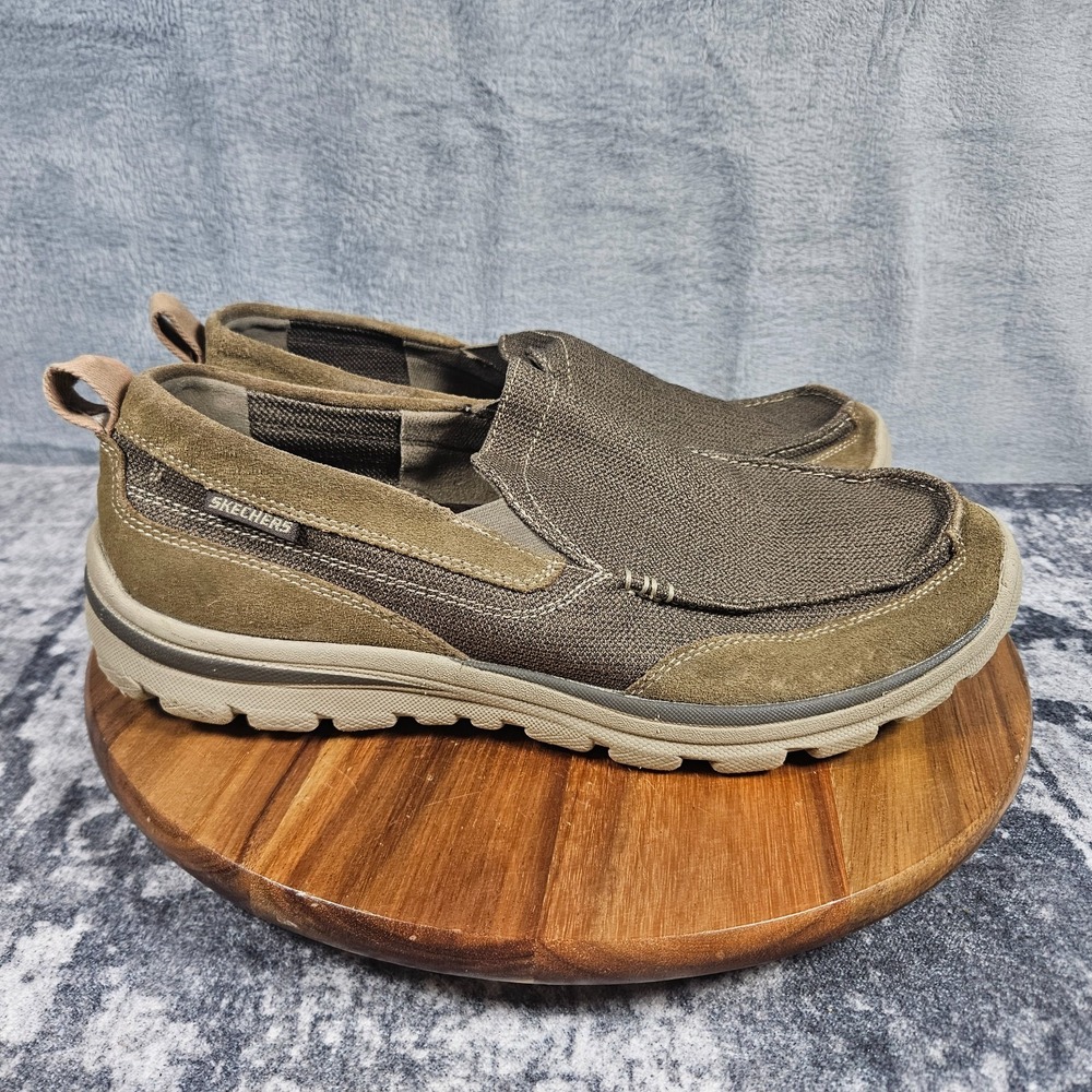 Skechers Relaxed Fit Loafers Mens 11 Extra Wide Brown 64365EWW Slip On Shoes